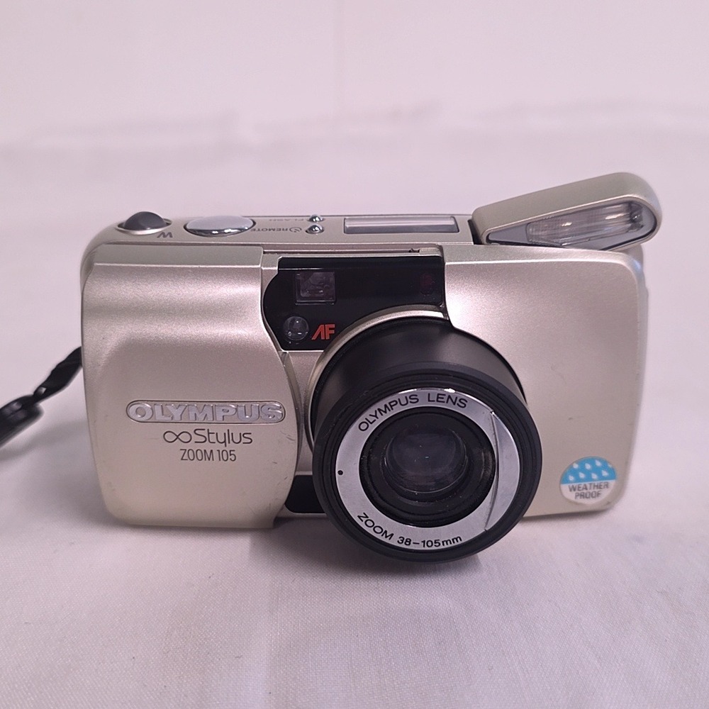 Olympus Stylus Zoom 105 35mm Film Camera Gold Weatherproof Y2K Retro Working